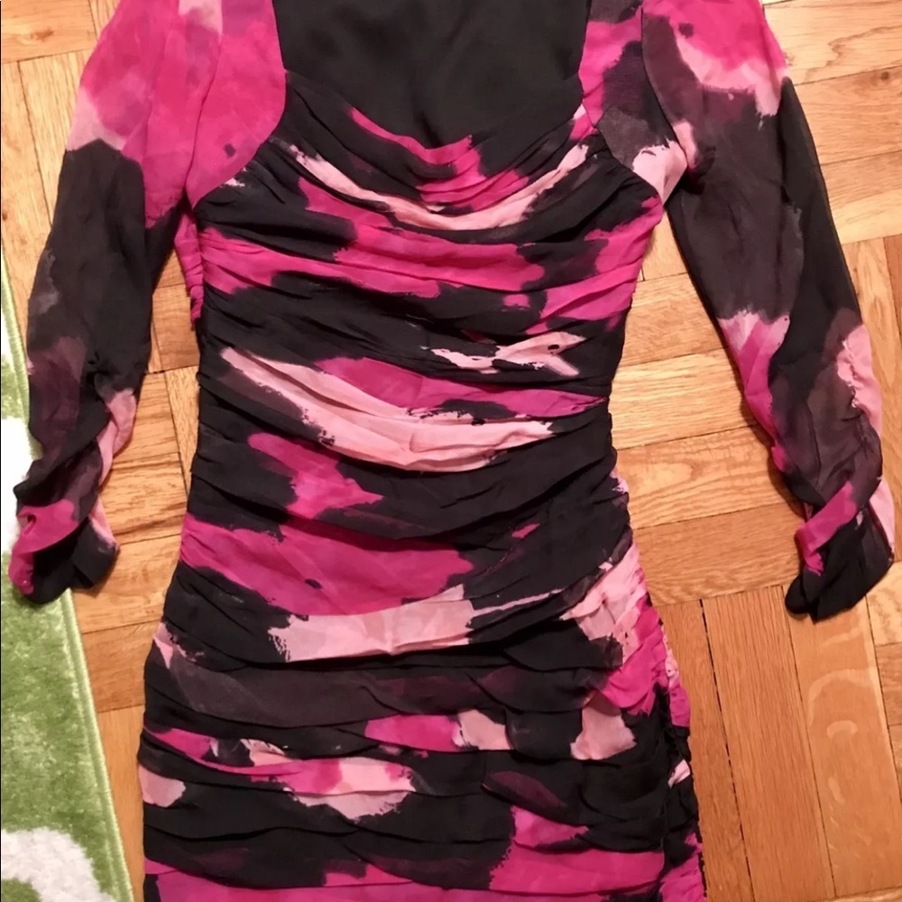 Diane Von Furstenberg Keena Ruched Silk Floral Chiffon Dress - Picture 5 of 5